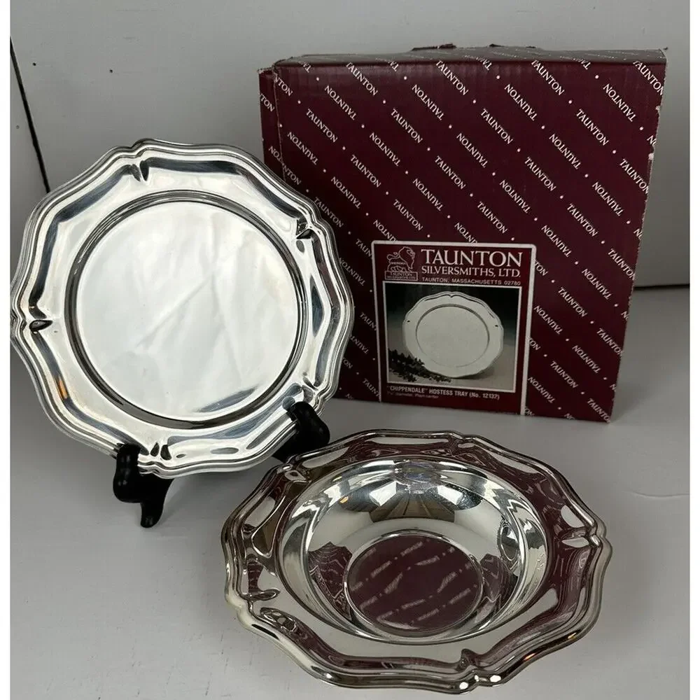 Silver Plate Sheridan English Style Bowl & Plate Candy Mint 4.5x 4.5